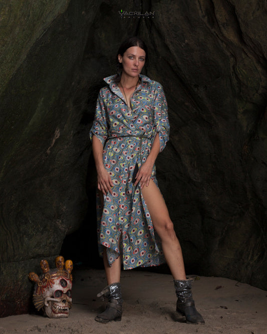 DRESS LONGSLEEVE WOMAN / ZAAFARAÏ COTTON SILK -ALL EYES ON YOU