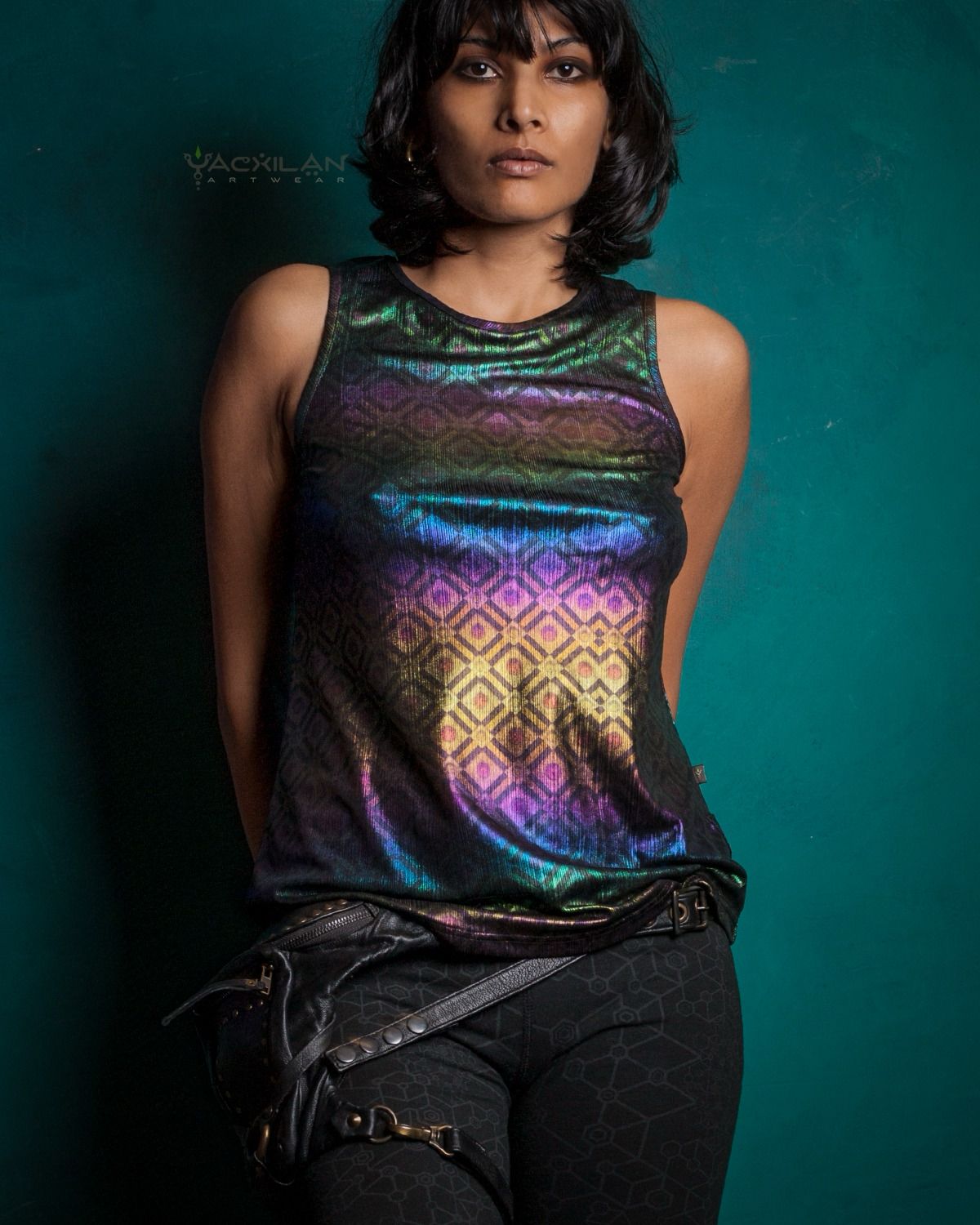 Holographic Rainbow Tank Top-STRAWBERRY